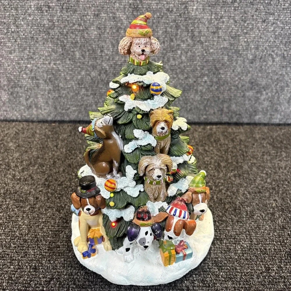 The San Francisco Co~Lighted Dog Christmas Tree~Table Top~Tested Works Great